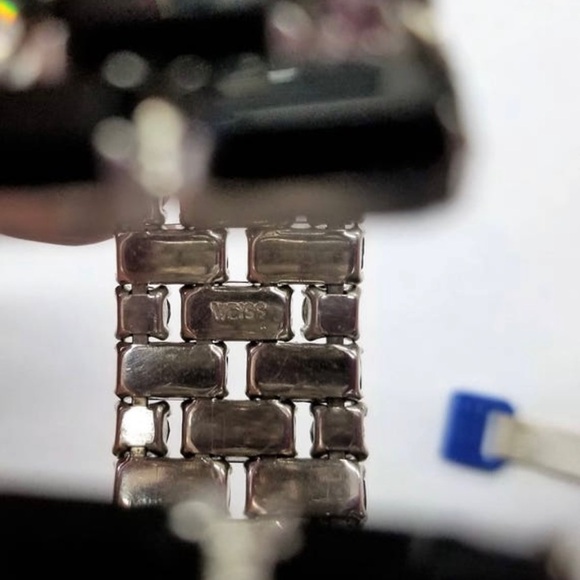 ✨ Vintage WEISS Black & Clear Rhinestone Bracelet & Clip-On Earrings Set - Picture 8 of 8